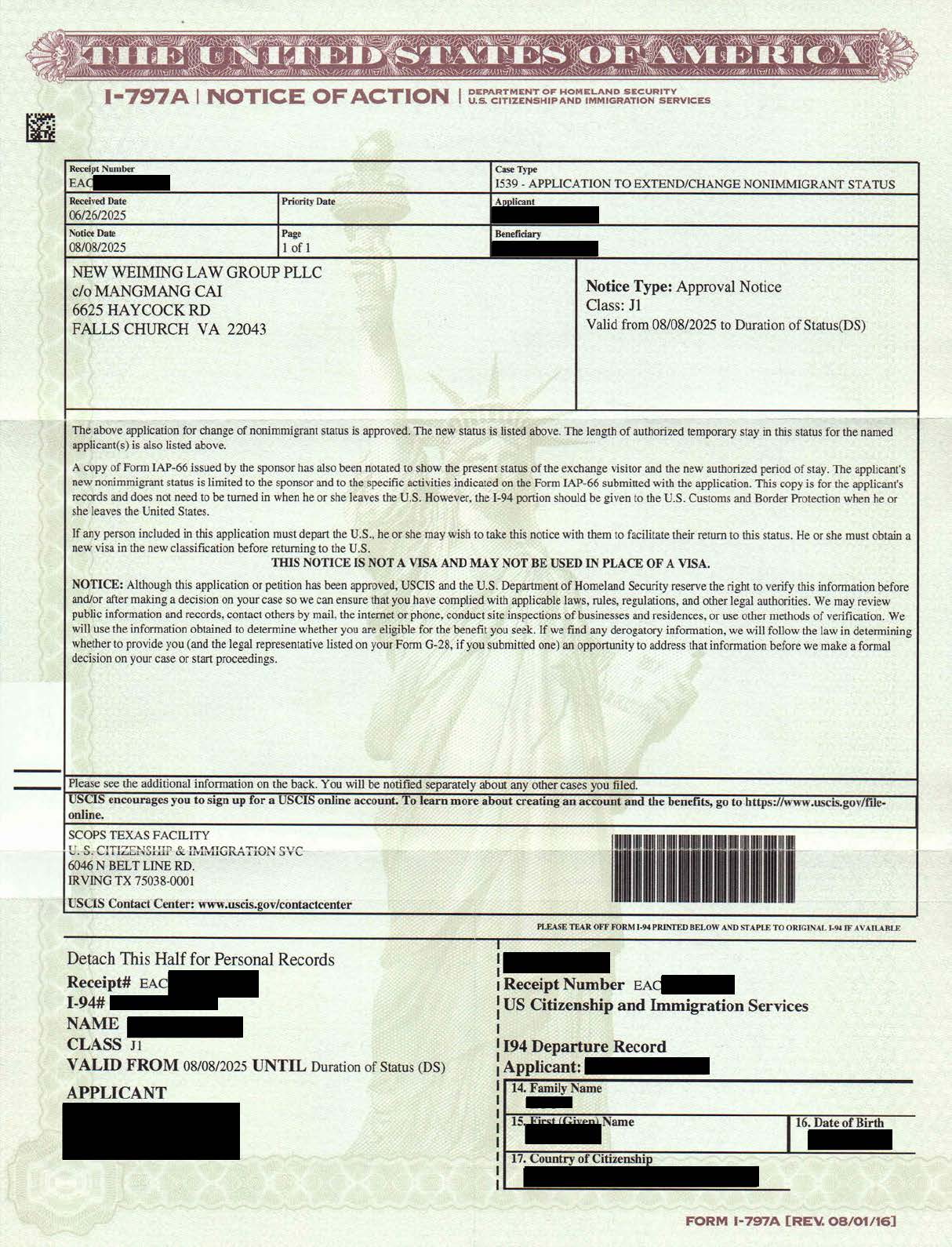 J 1 Approval Notice Redacted