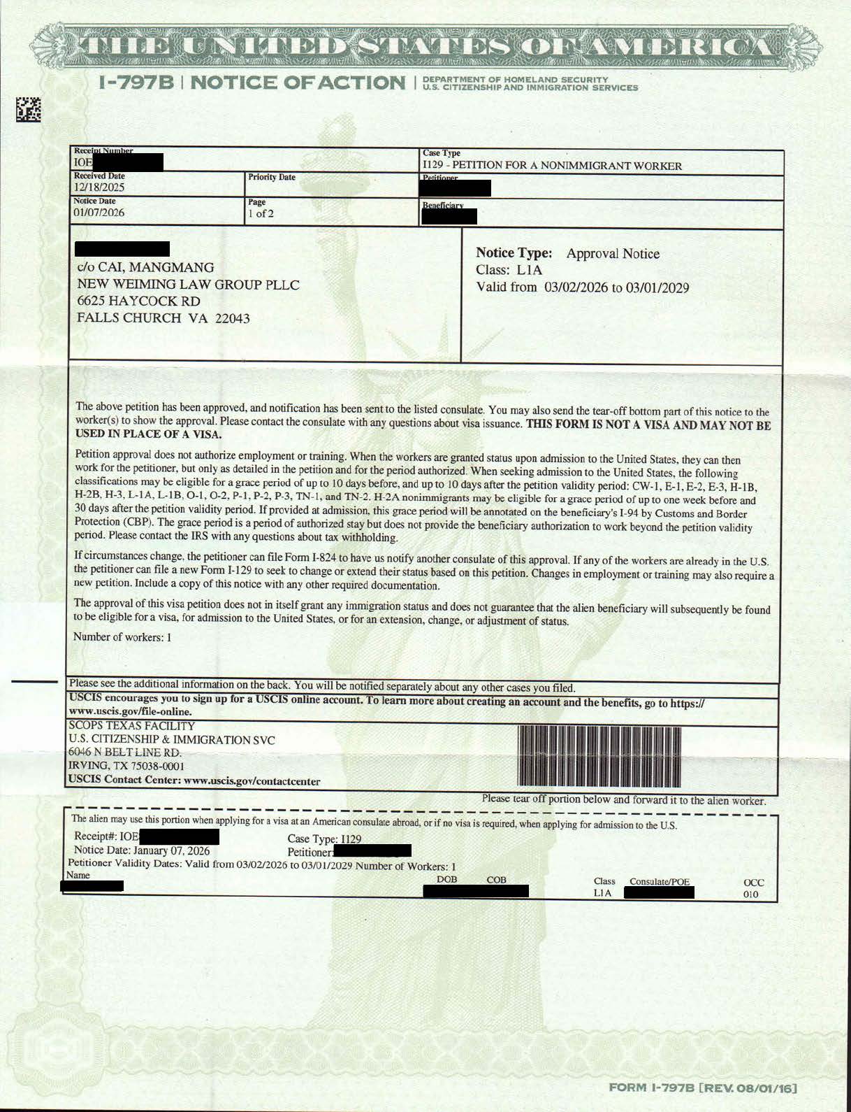 L 1A Approval Notice Redacted 2
